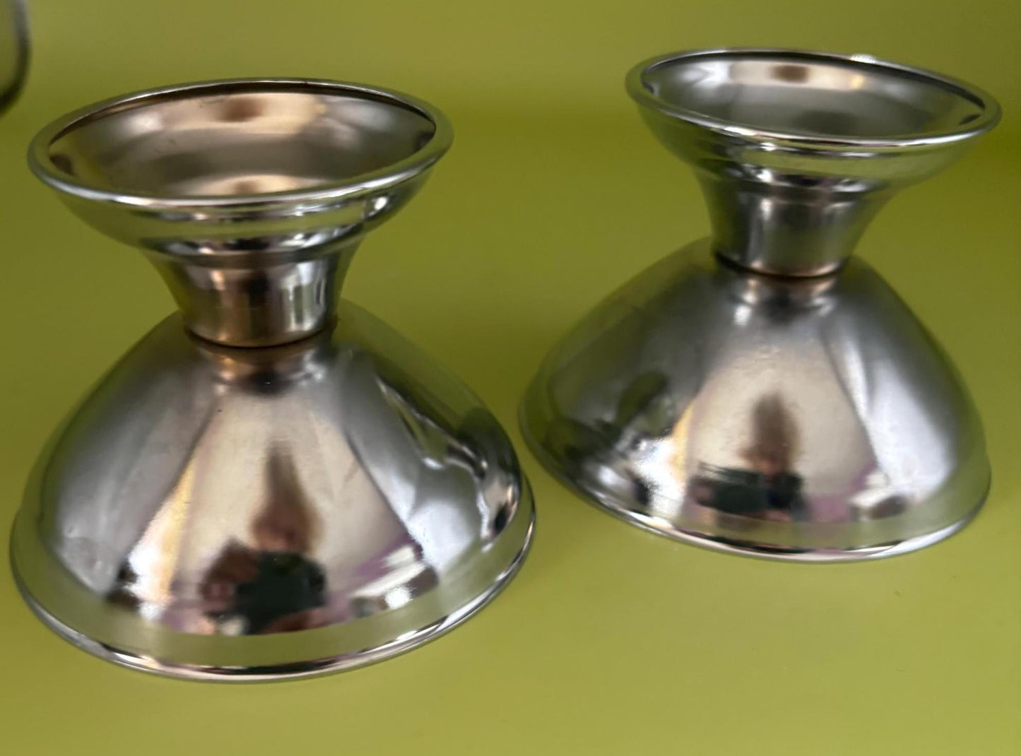 Vintage Pair of Silver Tone Candle Holders Lover Antiques and Vintage