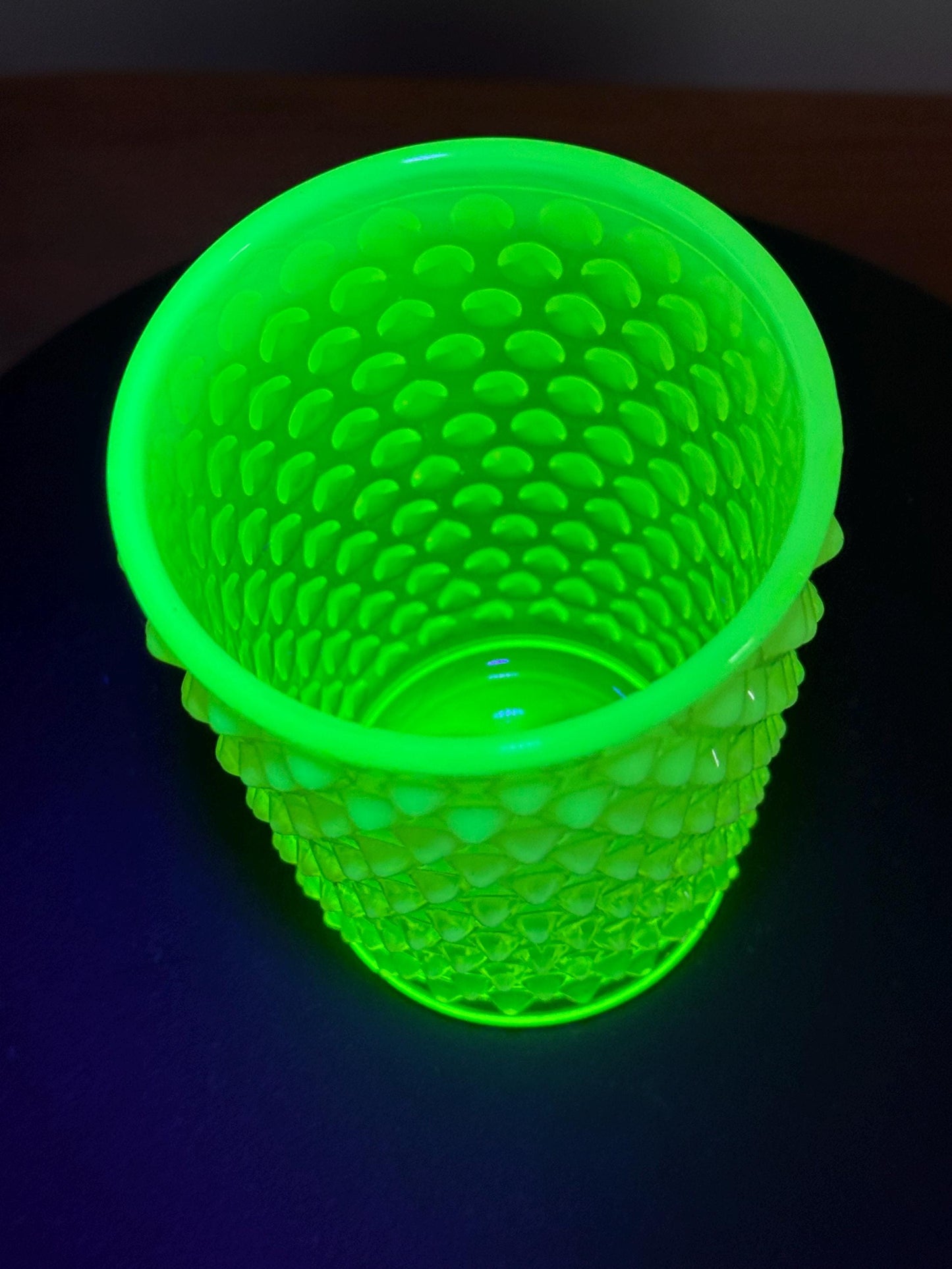 Vintage Fenton Vaseline Hobnail Glass Tumbler Cup Uranium Glass Lover Antiques and Vintage
