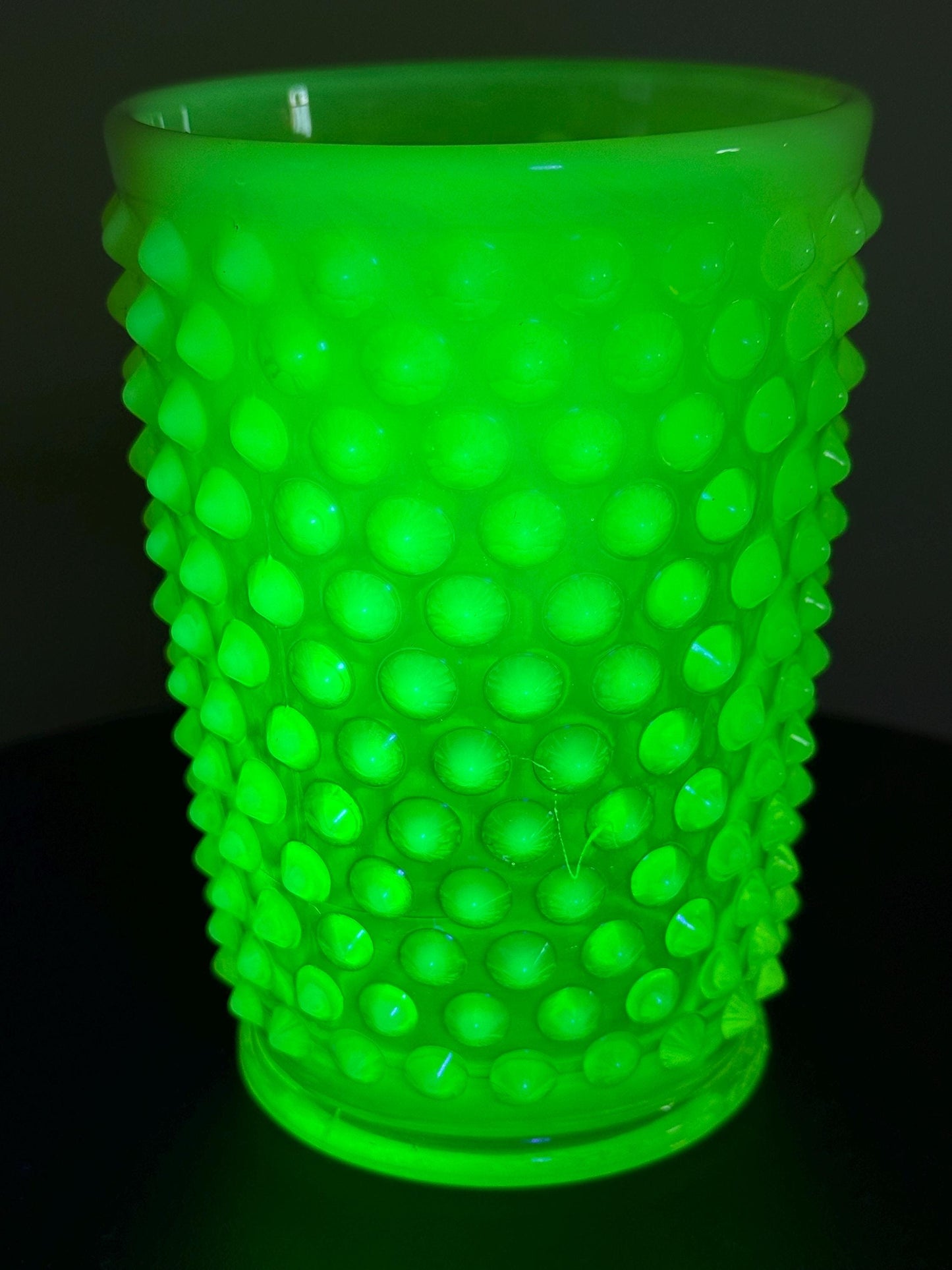 Vintage Fenton Vaseline Hobnail Glass Tumbler Cup Uranium Glass Lover Antiques and Vintage