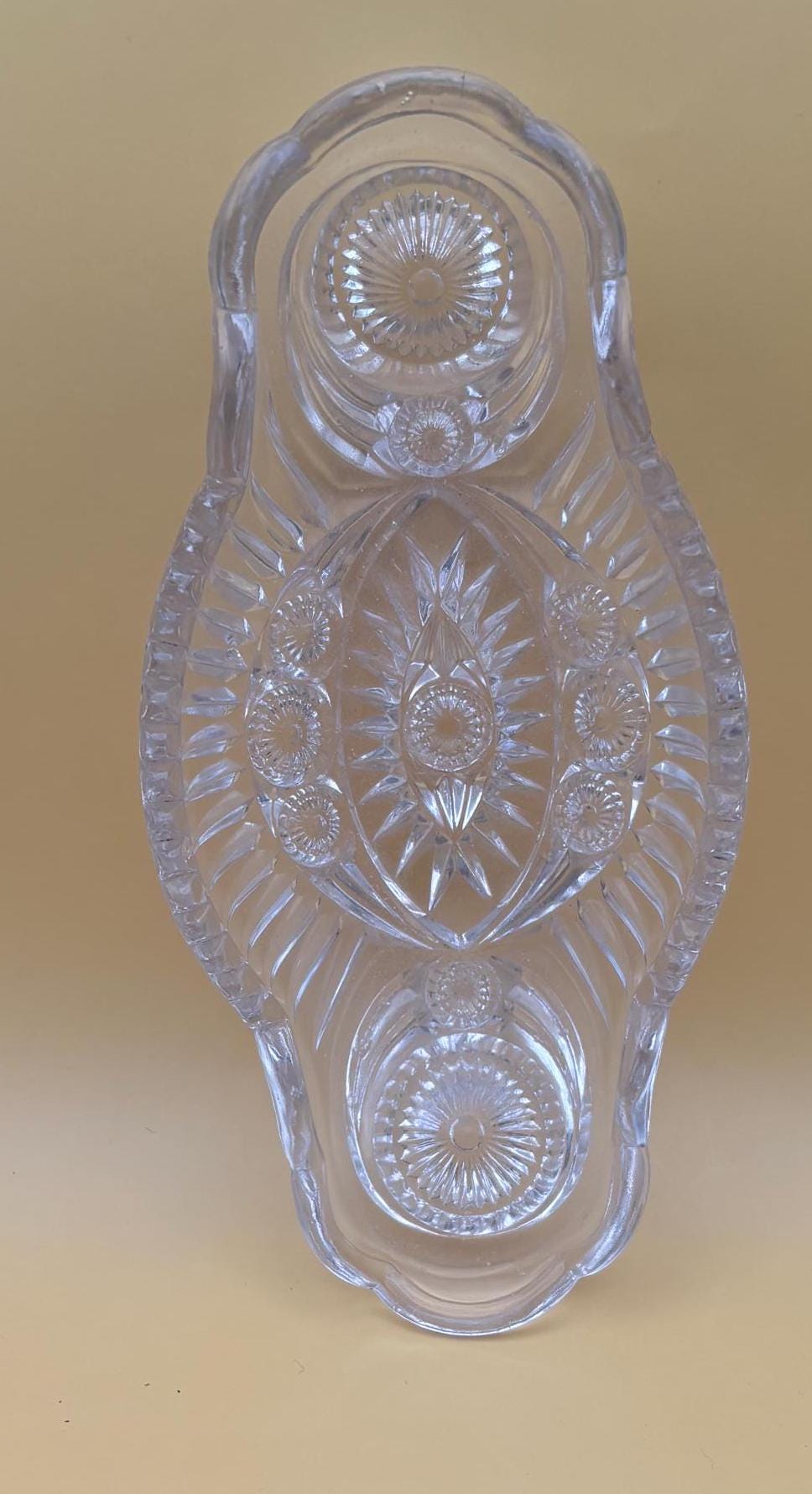 Antique American Brilliant Crystal Cut Serving Dish Nut Tray Lover Antiques and Vintage