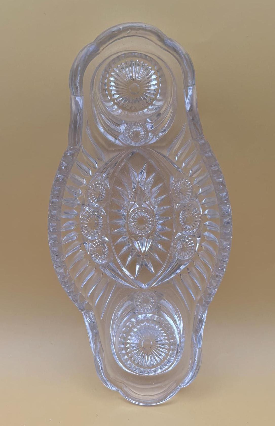 Antique American Brilliant Crystal Cut Wide Nut or Candy Dish Serving Tray Lover Antiques and Vintage