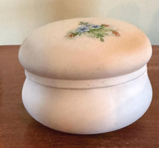 Vintage Pink Porcelain Trinket Box Hand Painted Signed Julie Lover Antiques and Vintage