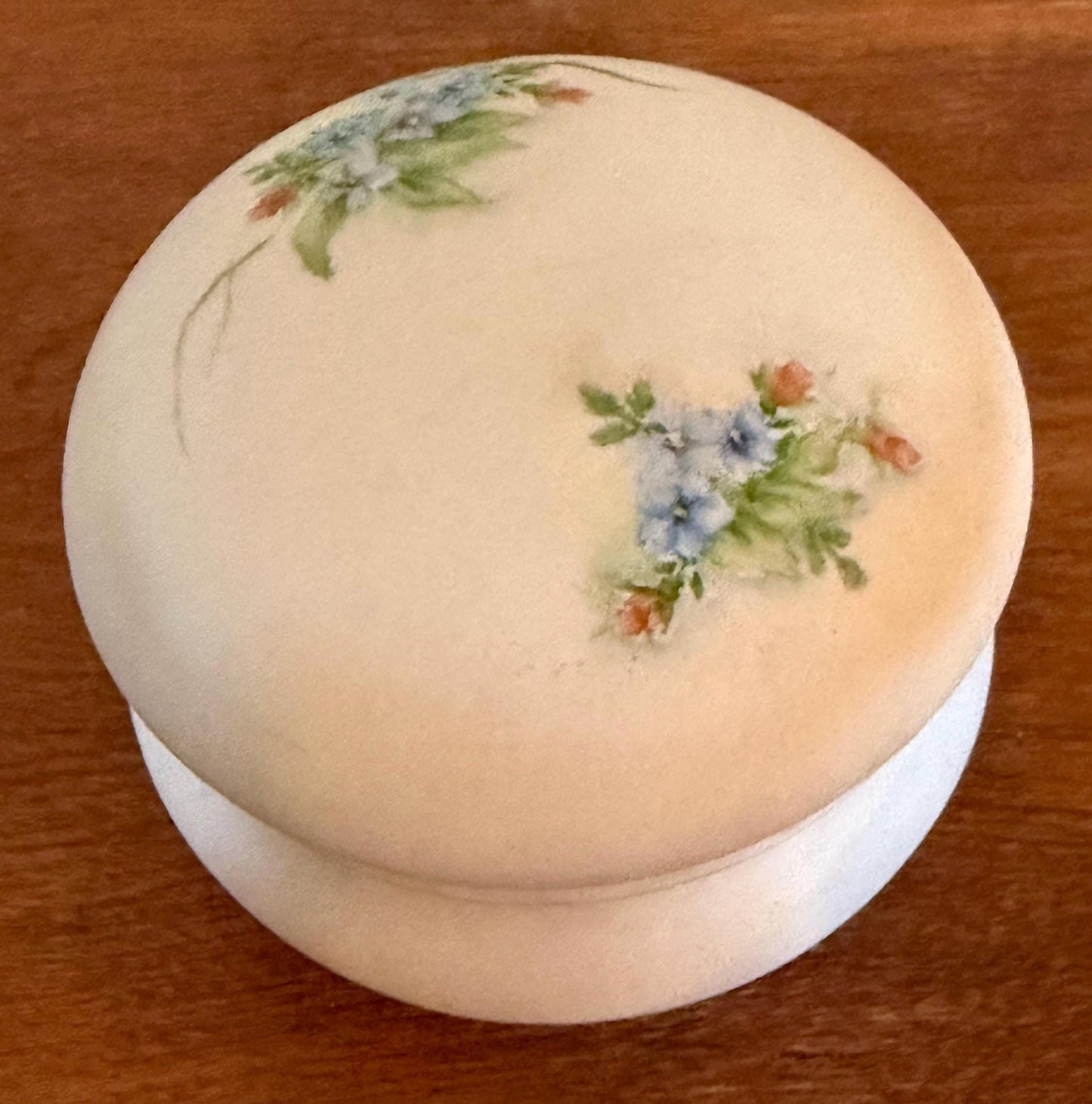 Vintage Pink Porcelain Trinket Box Hand Painted Signed Julie Lover Antiques and Vintage