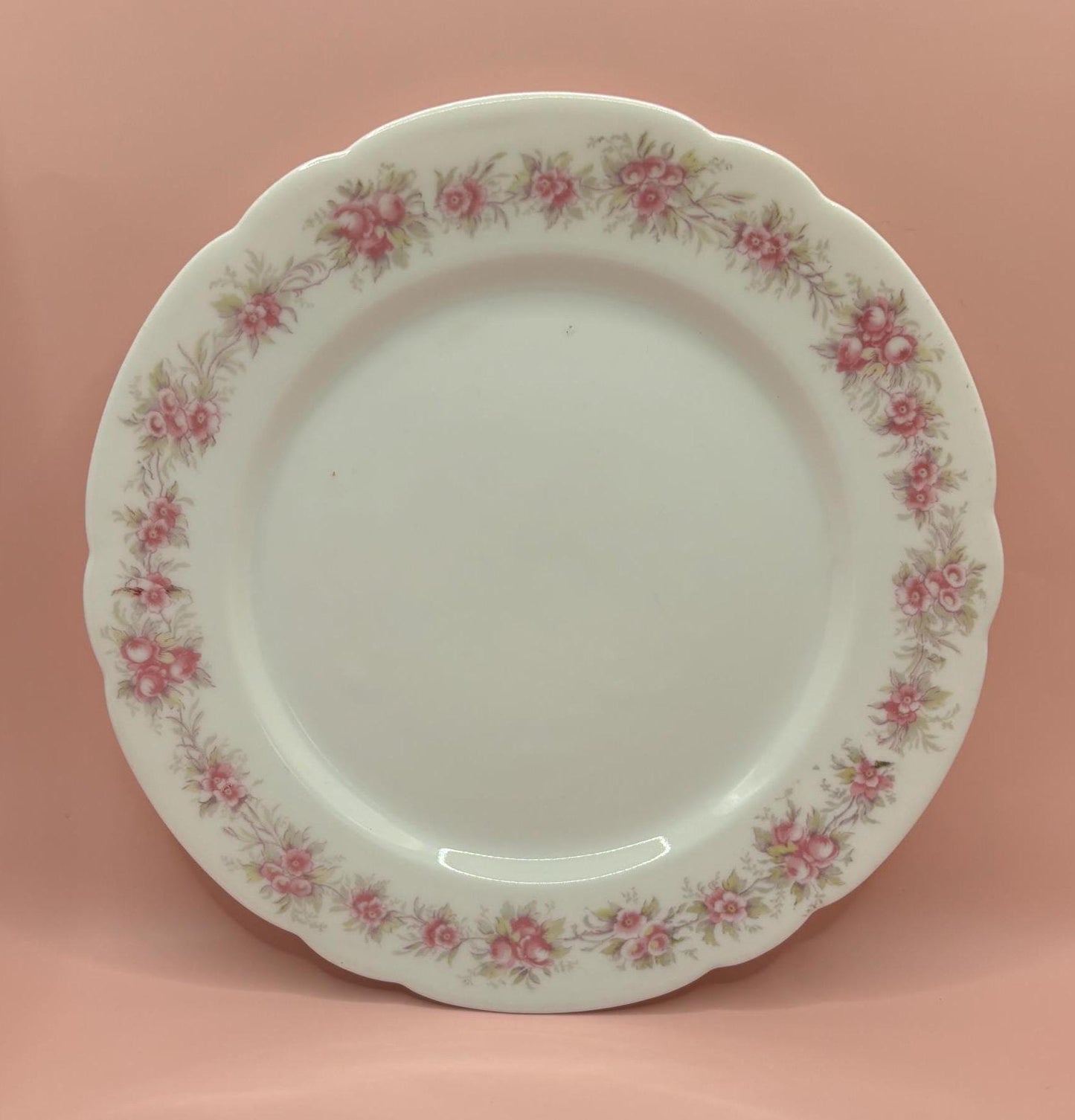Vintage Austrian Plate with Pink Flowers Floral Design Austria Set of 6 Plates Lover Antiques and Vintage