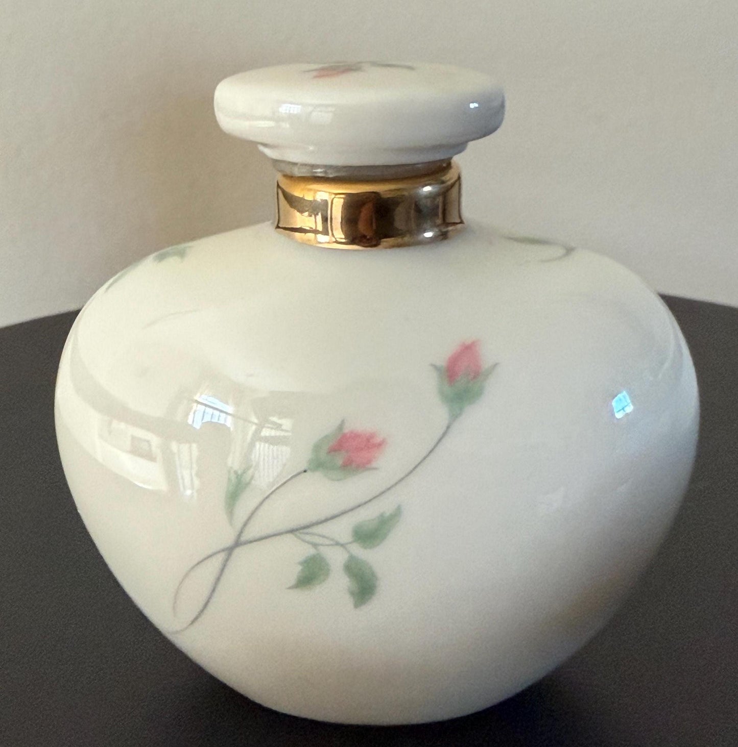 Vintage Lenox Perfume Bottle Rose Manor Made in USA Ivory Roses Small Container Fine China Lover Antiques and Vintage