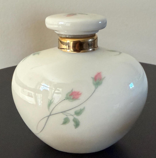 Vintage Lenox Perfume Bottle Rose Manor Made in USA Ivory Roses Small Container Fine China Lover Antiques and Vintage
