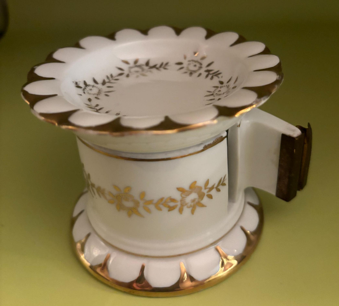 Vintage Porcelain Tape or Stamp Dispenser with Stamp Bowl Gold Gilding Trim Lover Antiques and Vintage