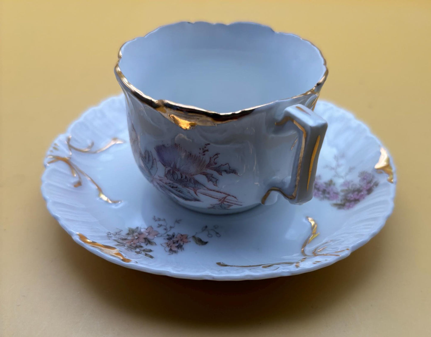 Vintage Porcelain with Gold Gilding Tea Cup and Saucer R & C Made in Germany Cup is Number 81 Saucer Number 84 Lover Antiques and Vintage