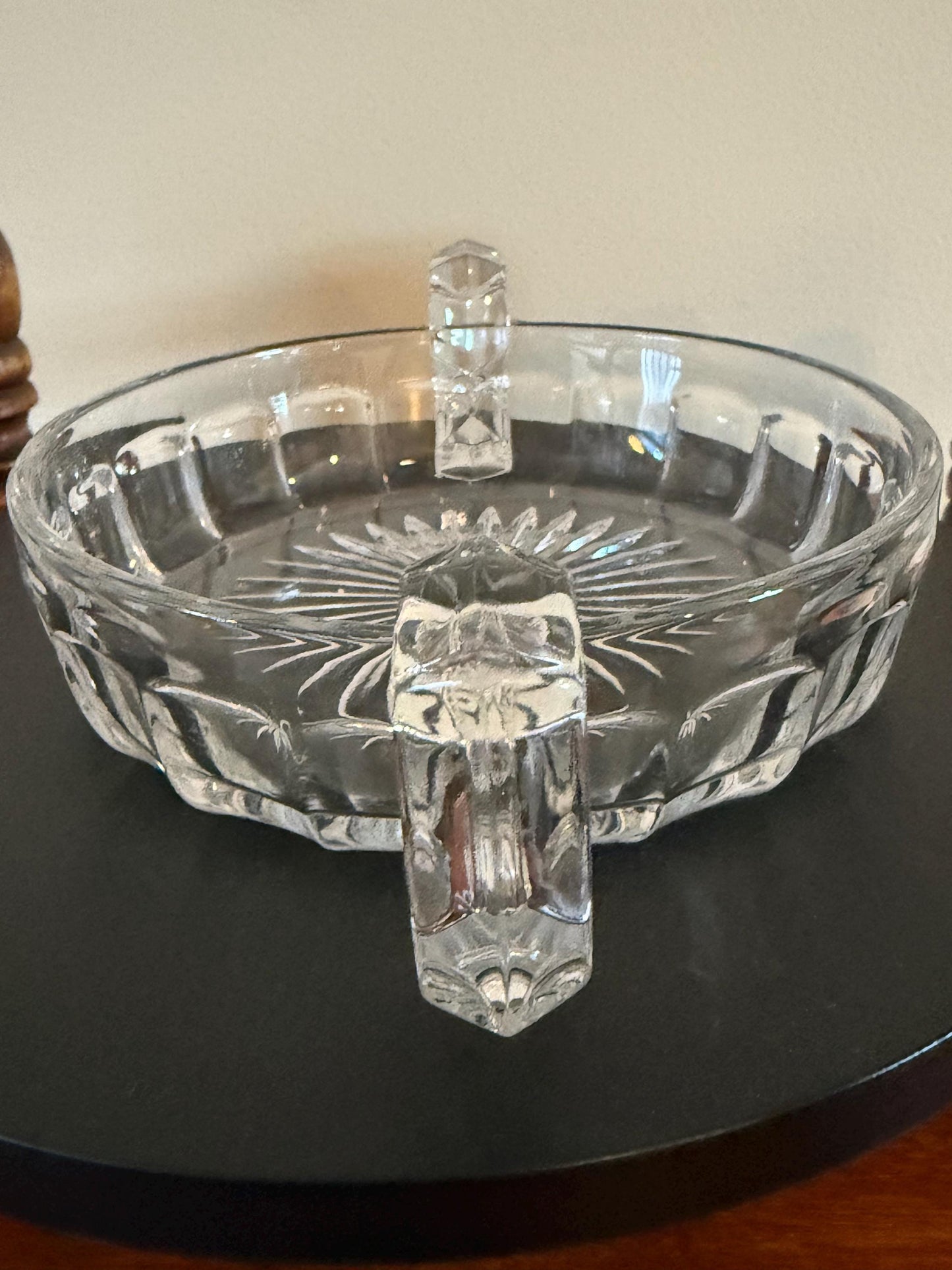 Vintage Heisey Glass Narrow Flute Bowl with Angled Handles Lover Antiques and Vintage