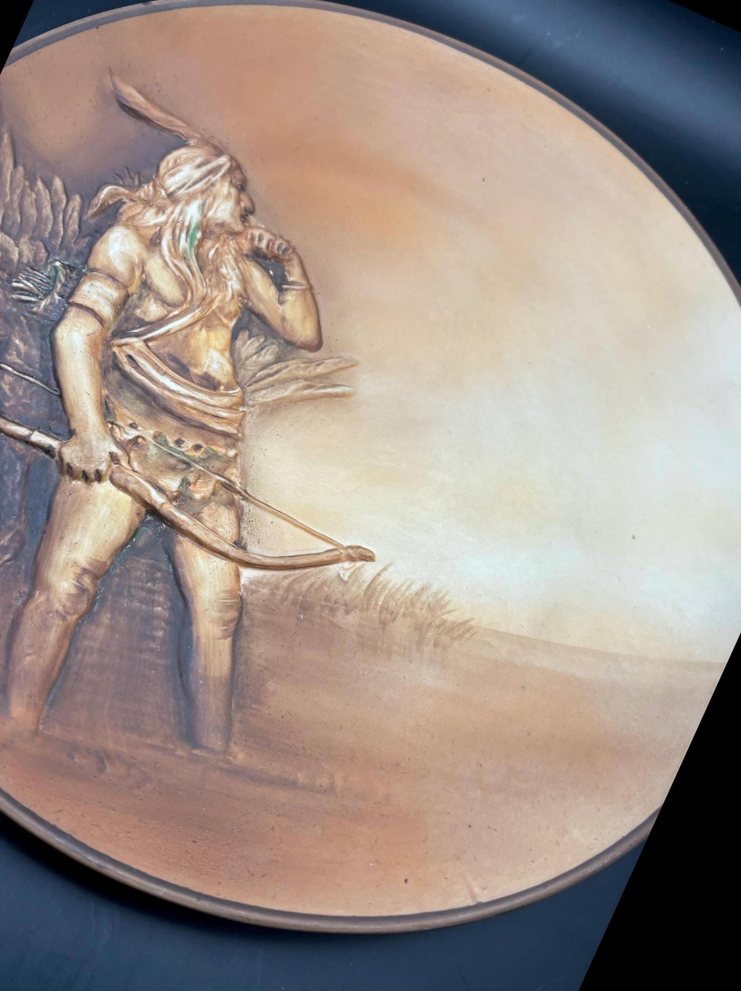 Antique NC Wyeth The Hunter Nippon Indian Plate 1906 Hand Painted Wall Hanging Lover Antiques and Vintage