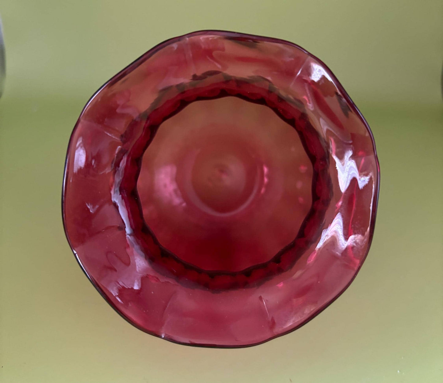Vintage Cranberry Glass Vase Dark Pink Ruffled Top Lover Antiques and Vintage