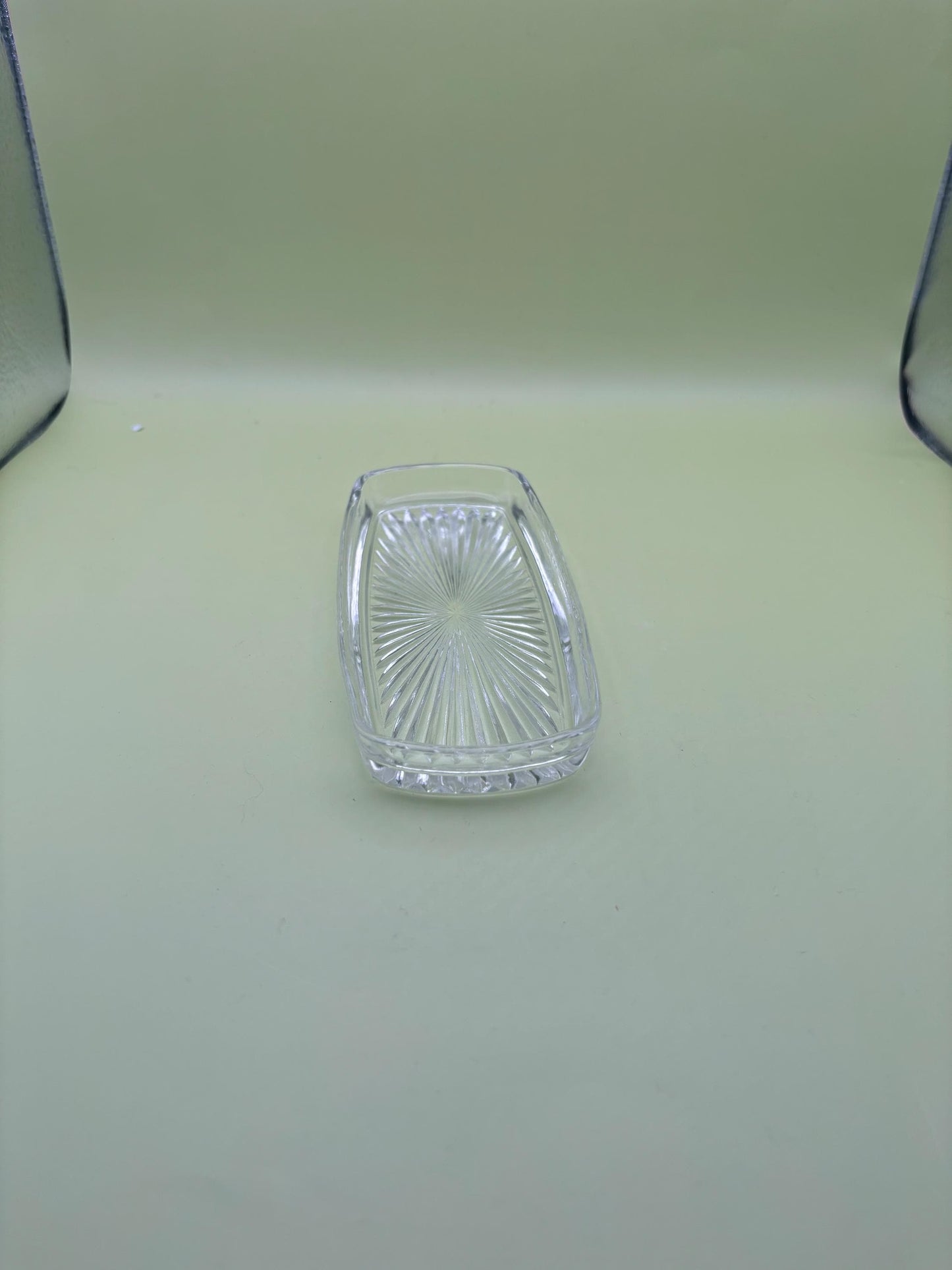 Antique Cut Glass Glass Butter Liner Dish Star Burst Pattern Lover Antiques and Vintage
