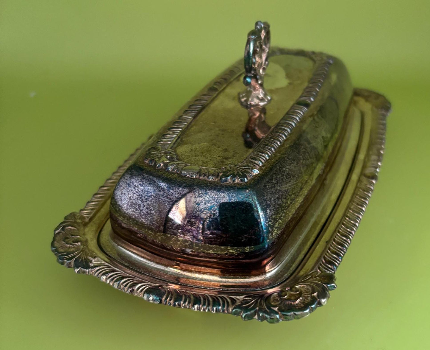 Vintage National Silver on Copper Covered Butter Liner Dish Number 1095 Lover Antiques and Vintage