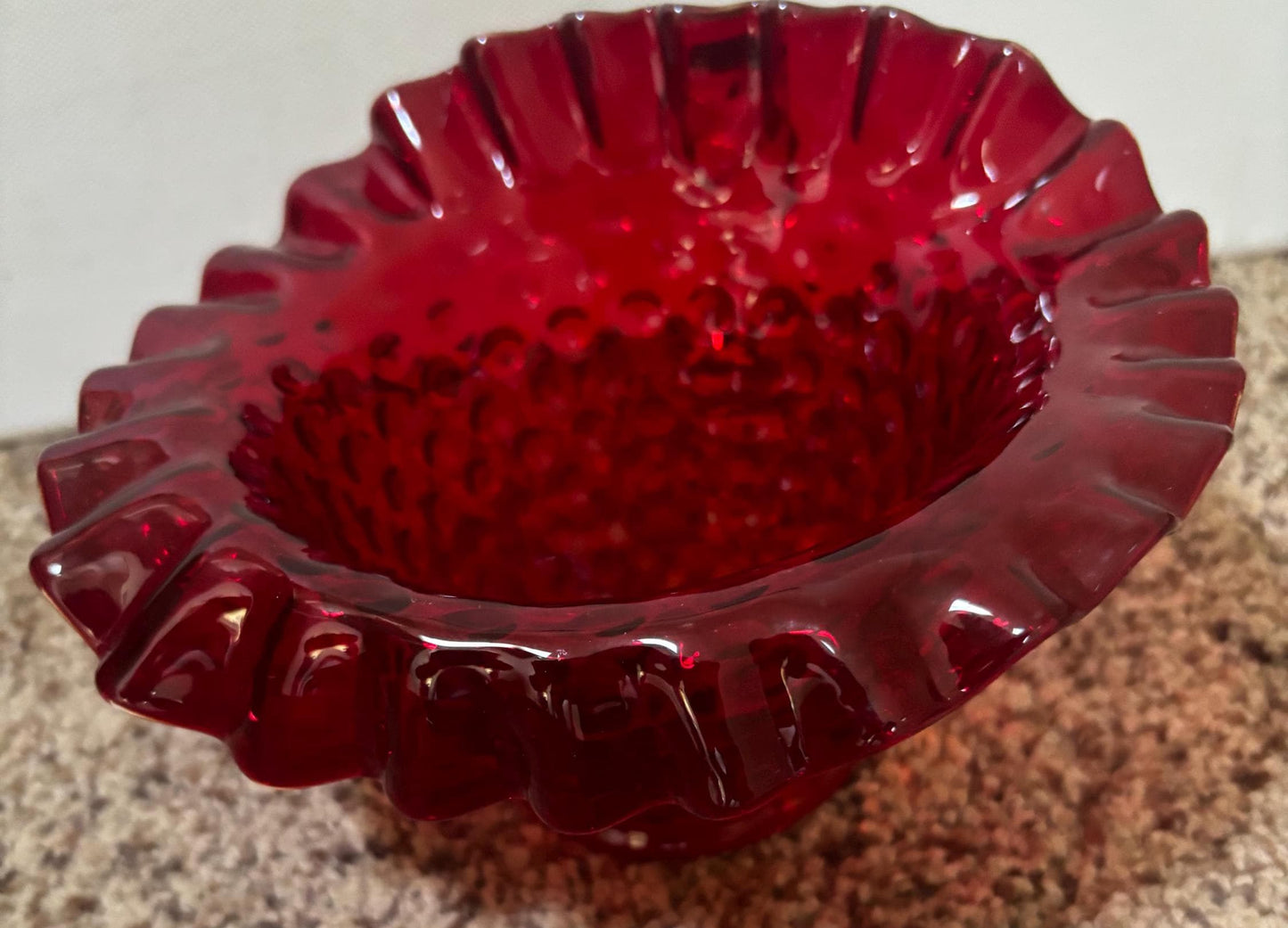 Vintage Fenton Ruby Red Hobnail Bowl with Handle Dish Lover Antiques and Vintage