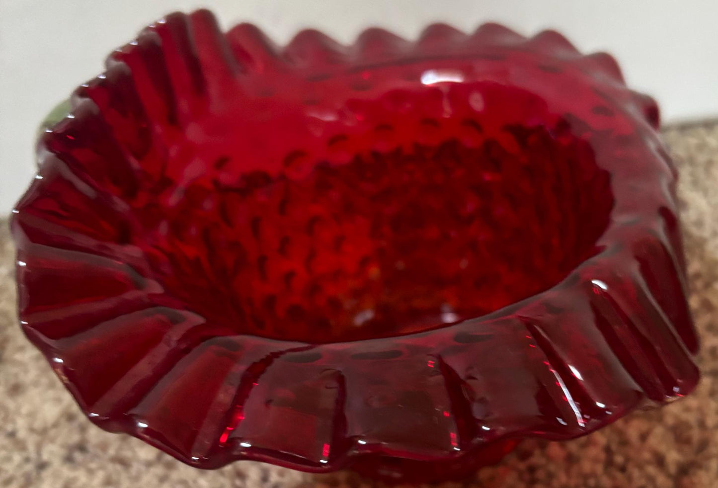 Vintage Fenton Ruby Red Hobnail Bowl with Handle Dish Lover Antiques and Vintage
