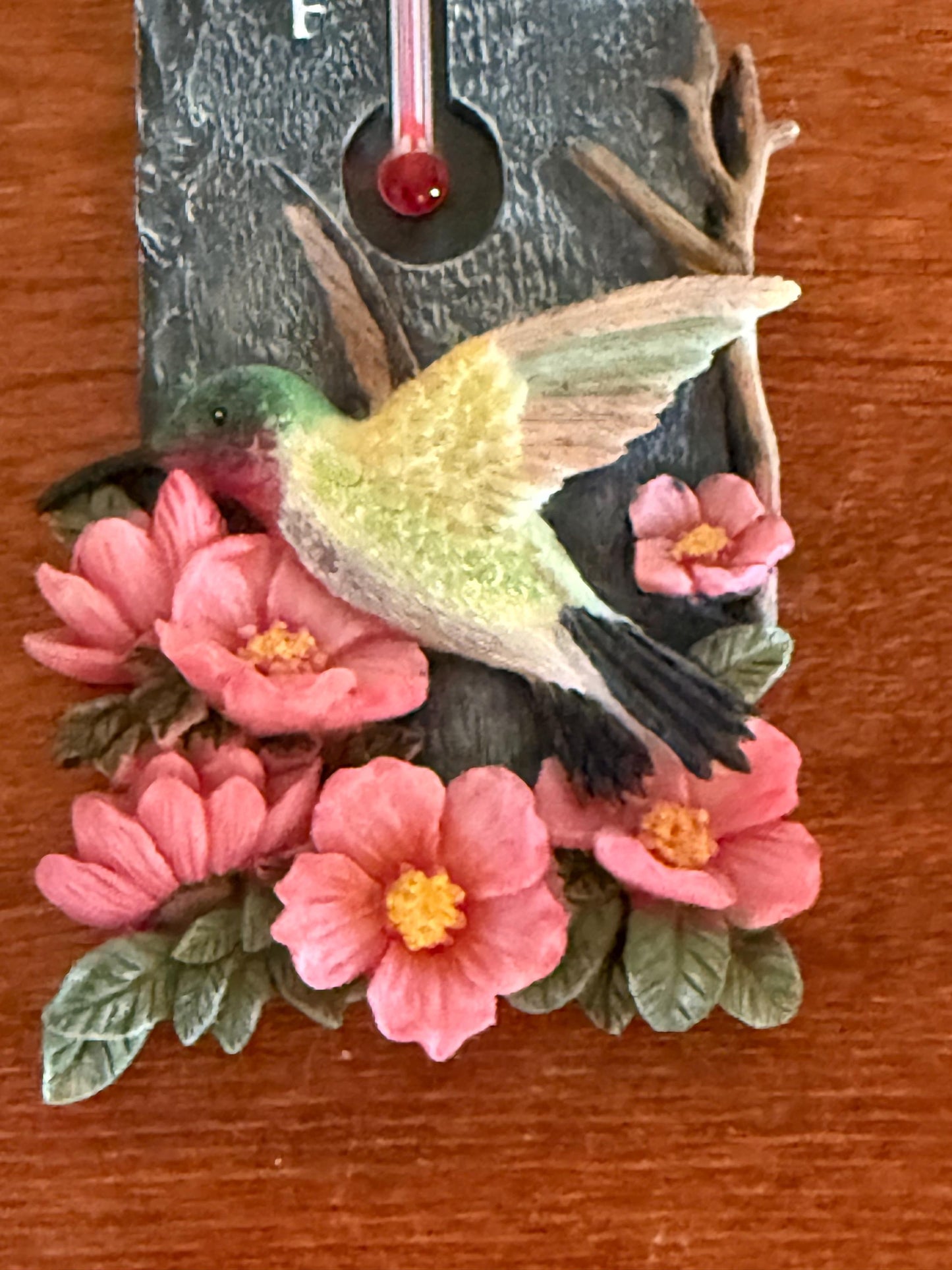 Vintage Hummingbird Thermometer Ceramic and Slate Very Nice Gift Lover Antiques and Vintage