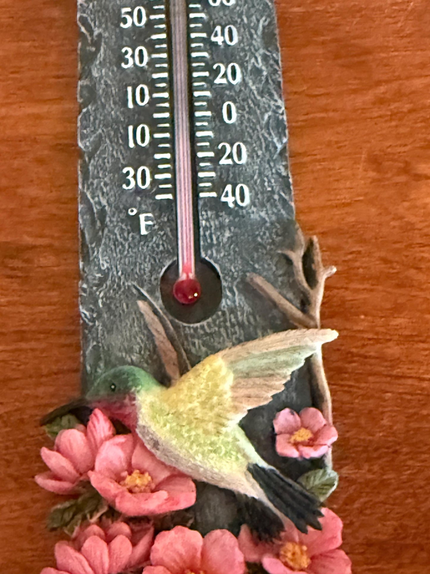 Vintage Hummingbird Thermometer Ceramic and Slate Very Nice Gift Lover Antiques and Vintage