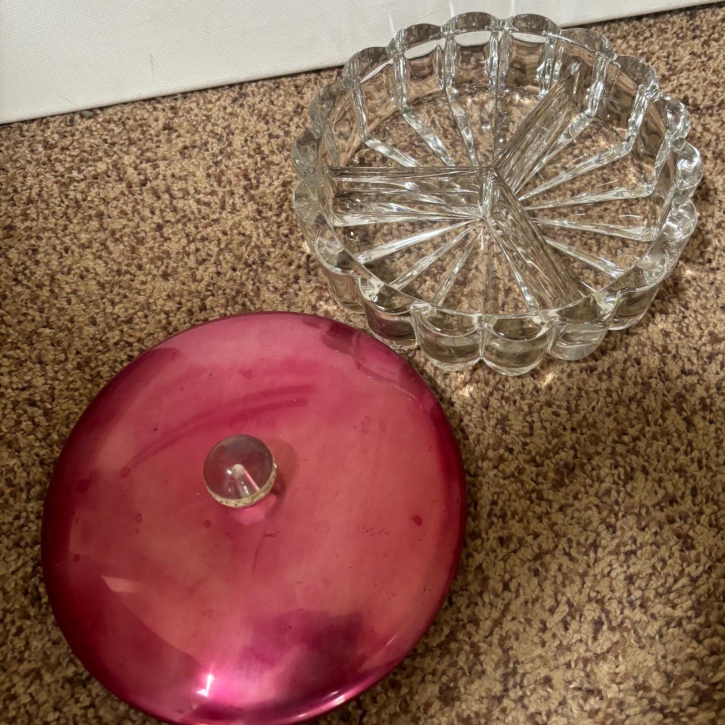 Vintage Heisey Divided Covered Crystal Glass Dish with Lid 3 Part Divided Plate Lover Antiques and Vintage