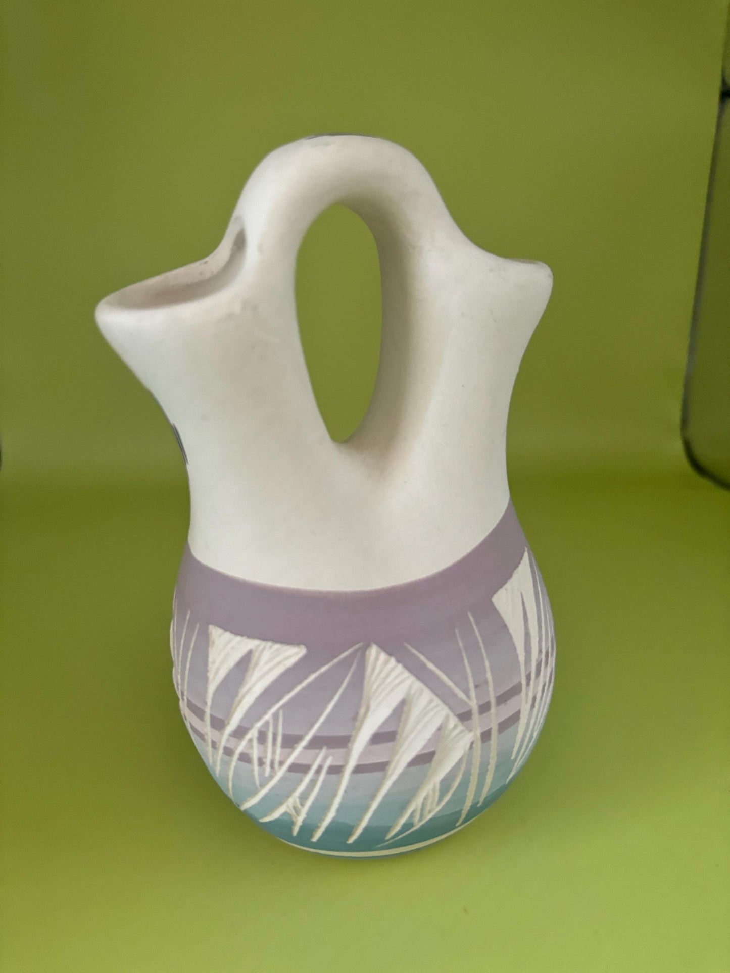 Vintage Navajo Etched Hand Painted Wedding Vase Signed on Bottom 108A Wedding Vase Lover Antiques Vintage