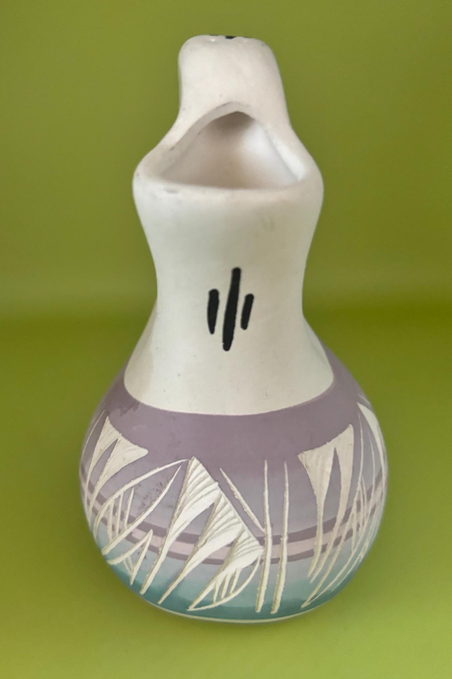 Vintage Navajo Etched Hand Painted Wedding Vase Signed on Bottom Purple Pottery Pueblo Wedding Vase Lover Antiques Vintage