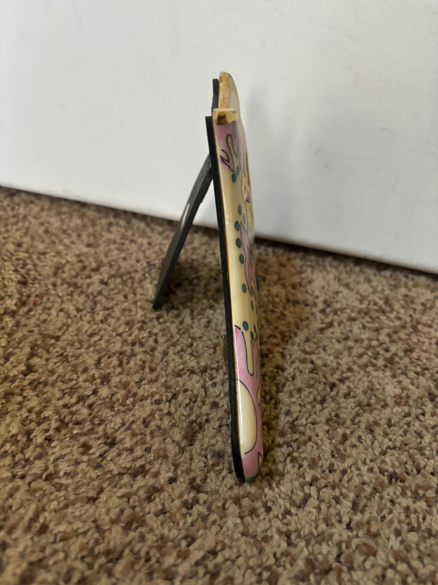 Vintage Ganz Shoe Picture Frame with Pinkk and Green Gold Gilding Lover Antiques and Vintage