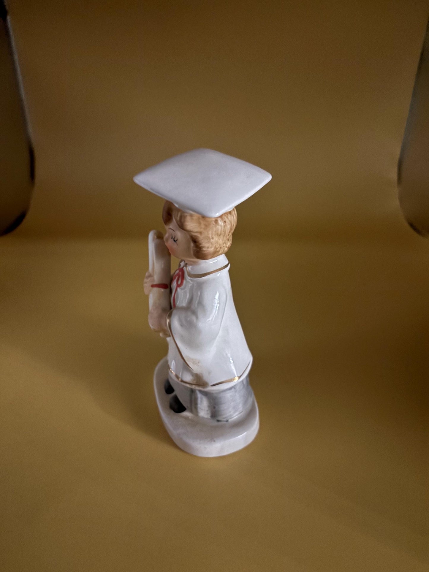 Vintage Lefton Graduate From School Girl with Diploma Figurine Hand Painted Porcelain Figurine Japanese Lover Antiques and Vintage