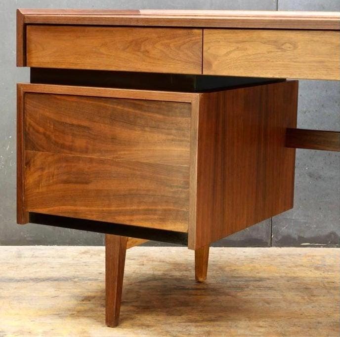 Merton L. Gershun Esprit Dillingham Walnut Desk Danish Vanity Mid Century Modern Lover Antiques & Vintage