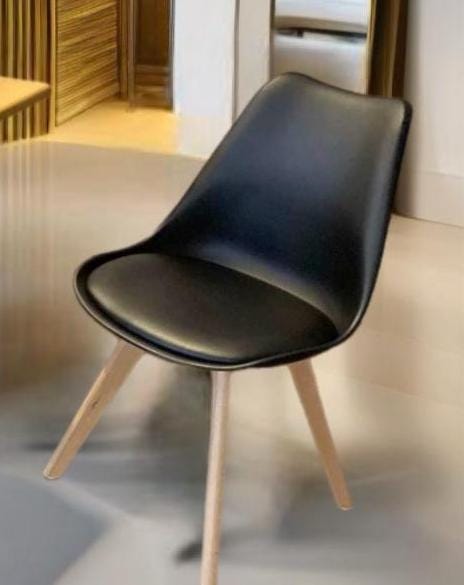 Mid Century Modern Style Birch Wood Table & 4 Black Chairs Lover Antiques and Vintage