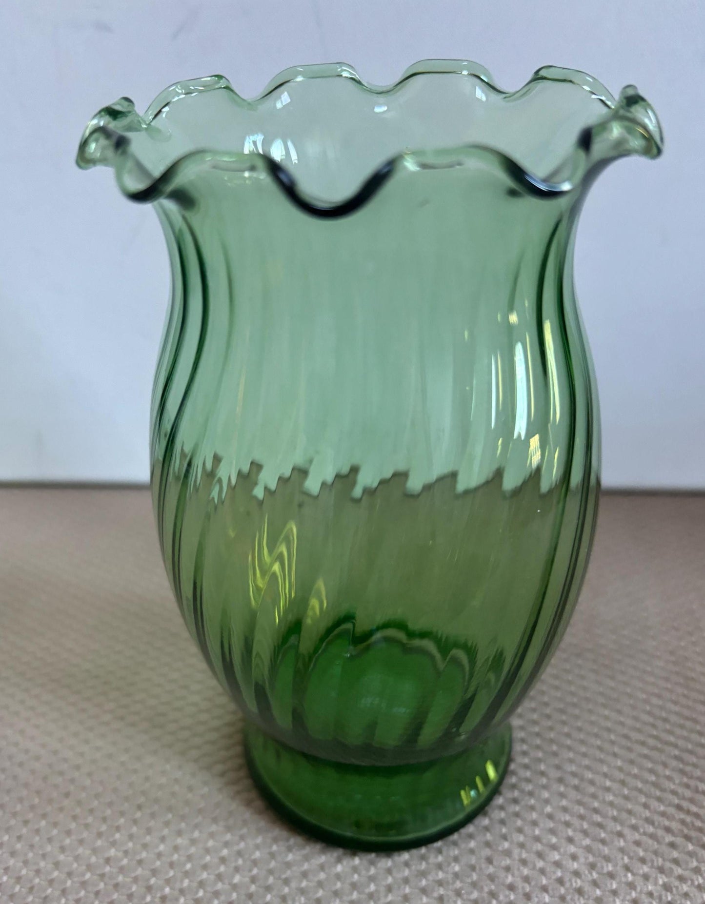 Vintage Emerald Green Truffled Vase Swirl Glass Vase Lover Antiques and Vintage