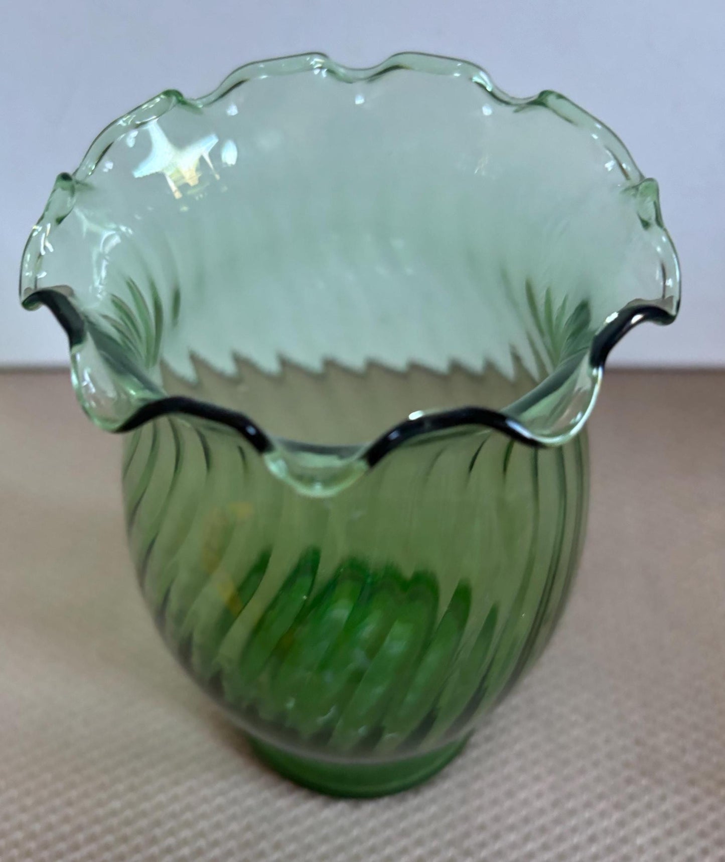 Vintage Emerald Green Truffled Vase Swirl Glass Vase Lover Antiques and Vintage