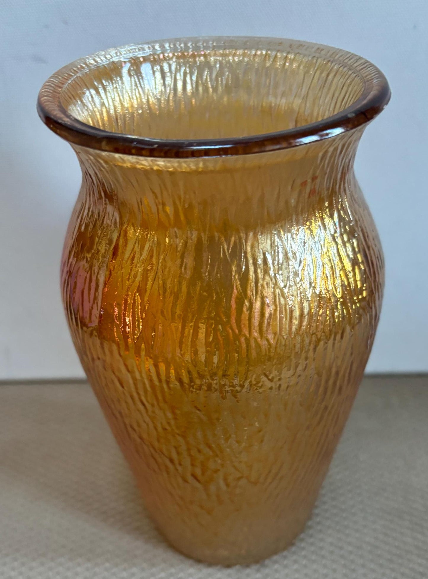 Vintage Jeannette Marigold Carnival Glass Vase Orange Carnival Glass Lover Antiques and Vintage