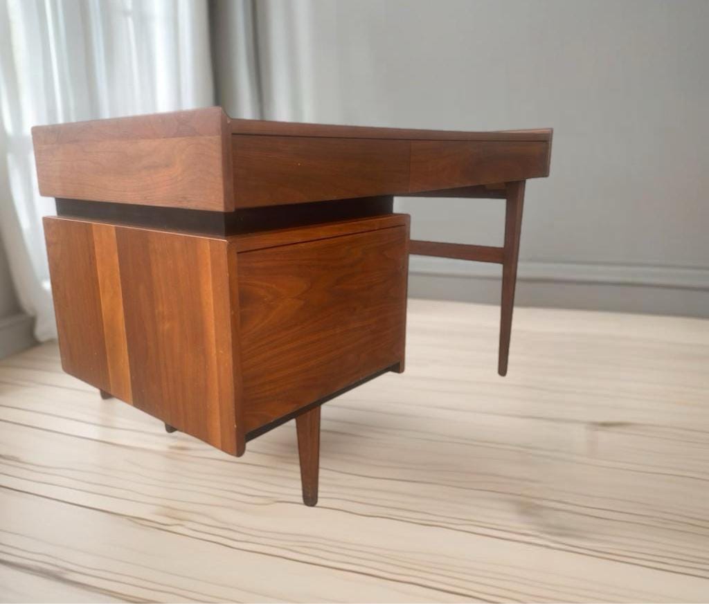 Merton L. Gershun Esprit Dillingham Walnut Desk Danish Vanity Mid Century Modern Lover Antiques & Vintage