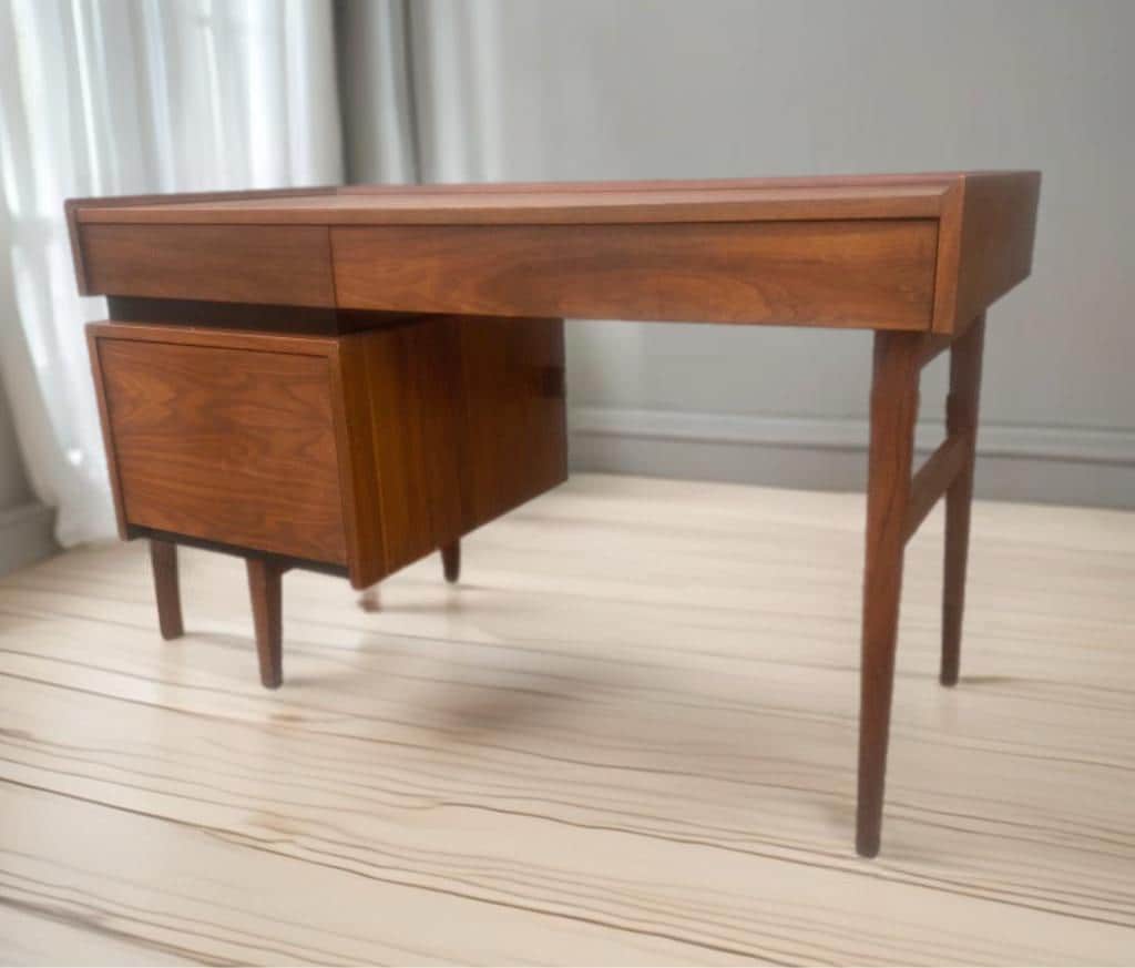 Merton L. Gershun Esprit Dillingham Walnut Desk Danish Vanity Mid Century Modern Lover Antiques & Vintage