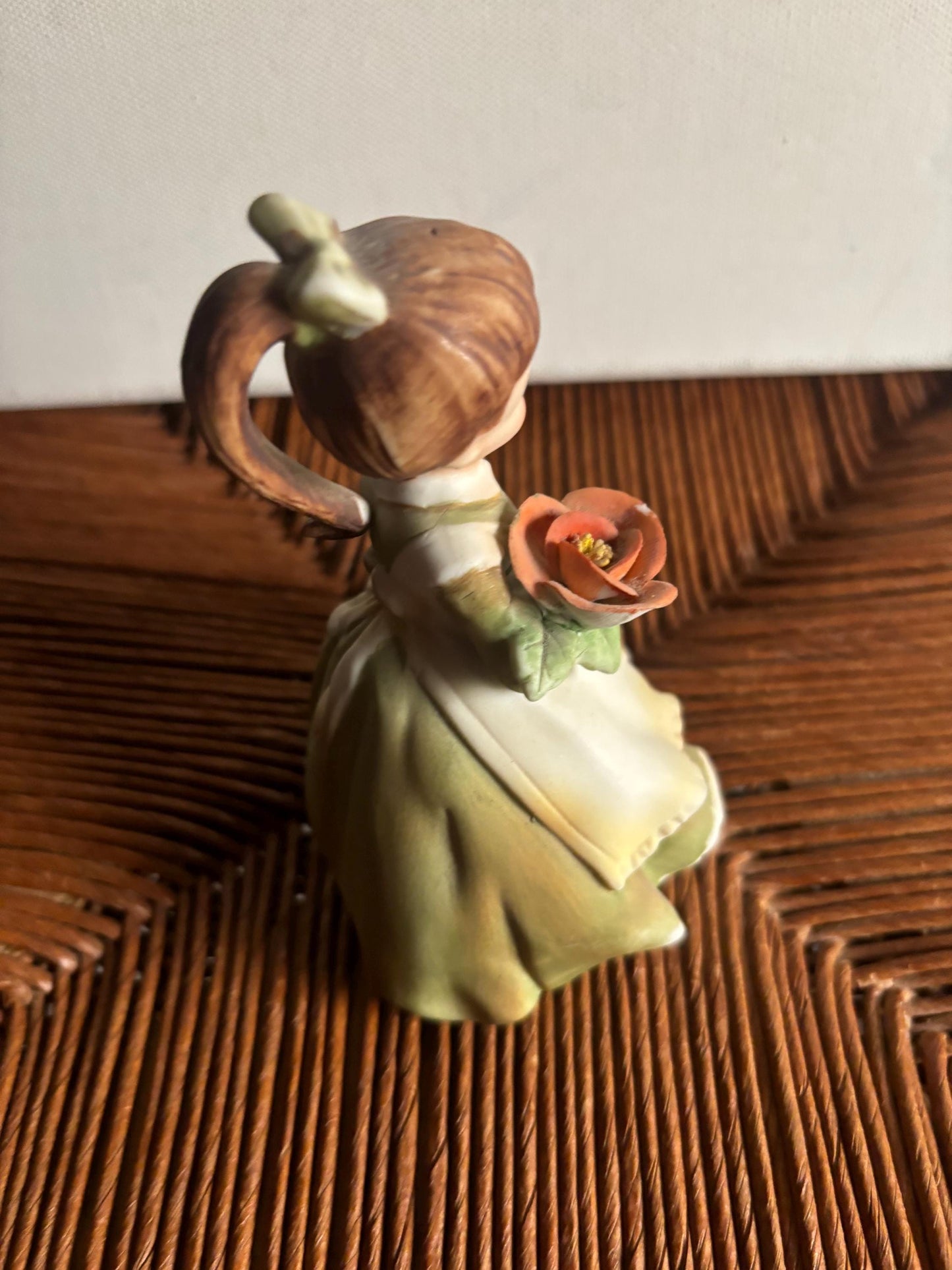 Vintage Lefton July Birthday Girl Porcelain Figurine Carrying A Red Rose Hand Painted Figure Japanese KW 4200 Lover Antiques