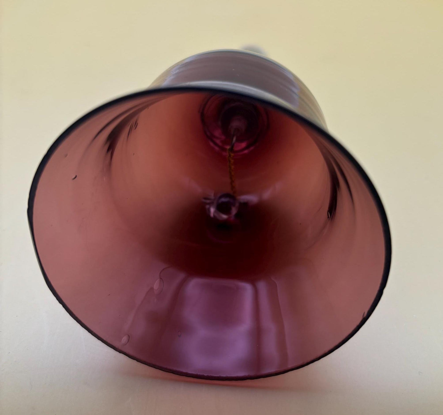 Vintage Amethyst Crystal Glass Bell Cranberry Glass Bell with Crystal Handle Lover Antiques and Vintage