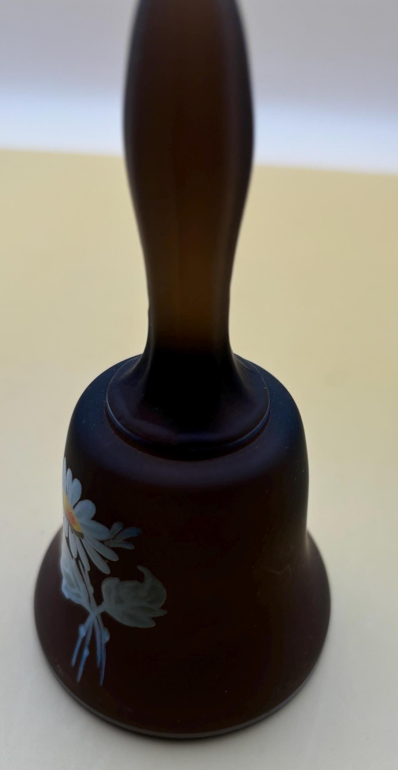 Vintage Westmoreland Black Satin Glass Bell with Hand Painted Floral Design Lover Antiques and Vintage