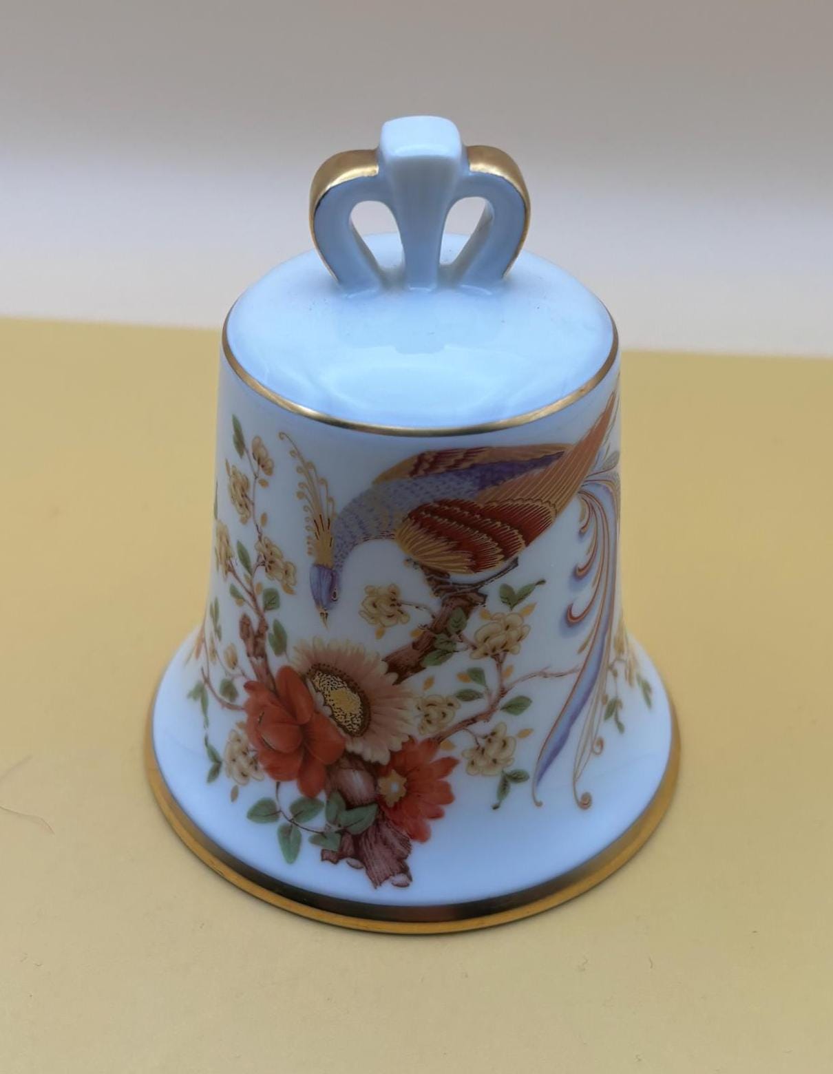Vintage Kaiser Bell Pheasant Design Danbury Mint Porcelain Bell with Gold Gilding Lover Antiques and Vintage
