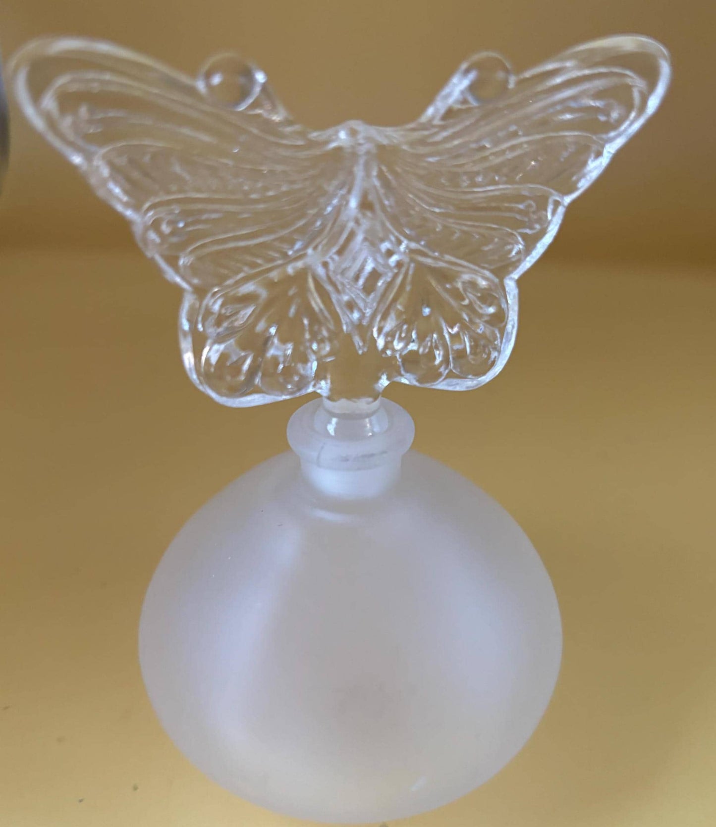 Vintage Glass Butterfly Perfume Bottle Frosted Glass Base Lover Antiques and Vintage