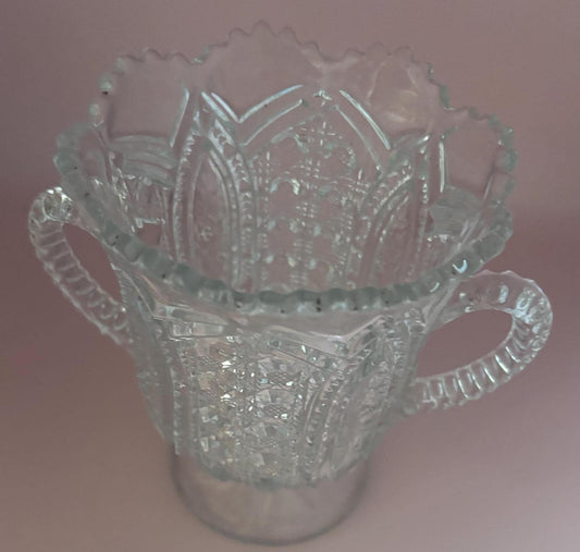 Antique Celery Higbee 1909 Crystal Cut Glass with 2 Handles Lover Antiques and Vintage