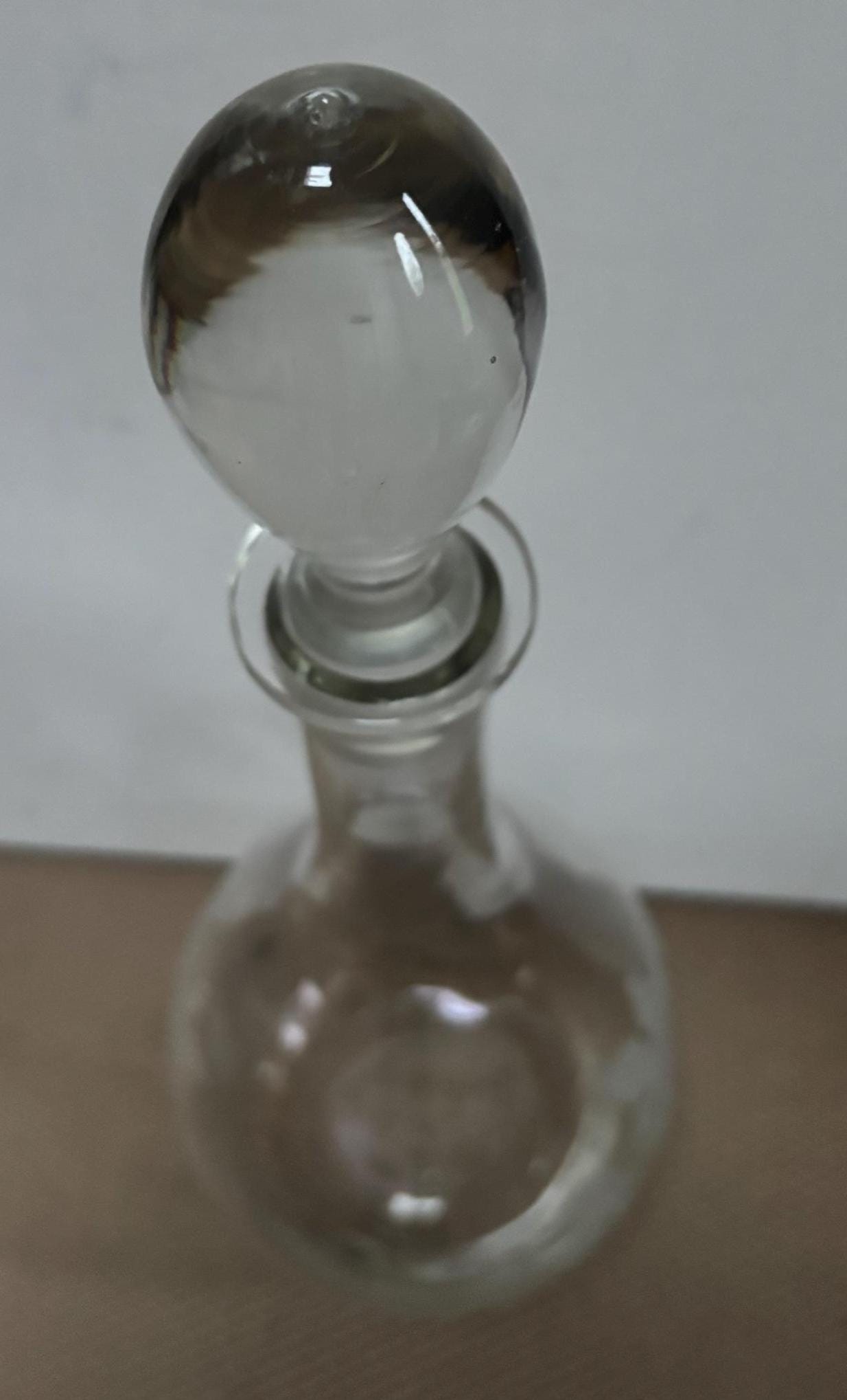 Vintage Etched Glass Decanter Wine Bottle Decanter & Stopper Tall Crystal Glass Lover Antiques and Vintage