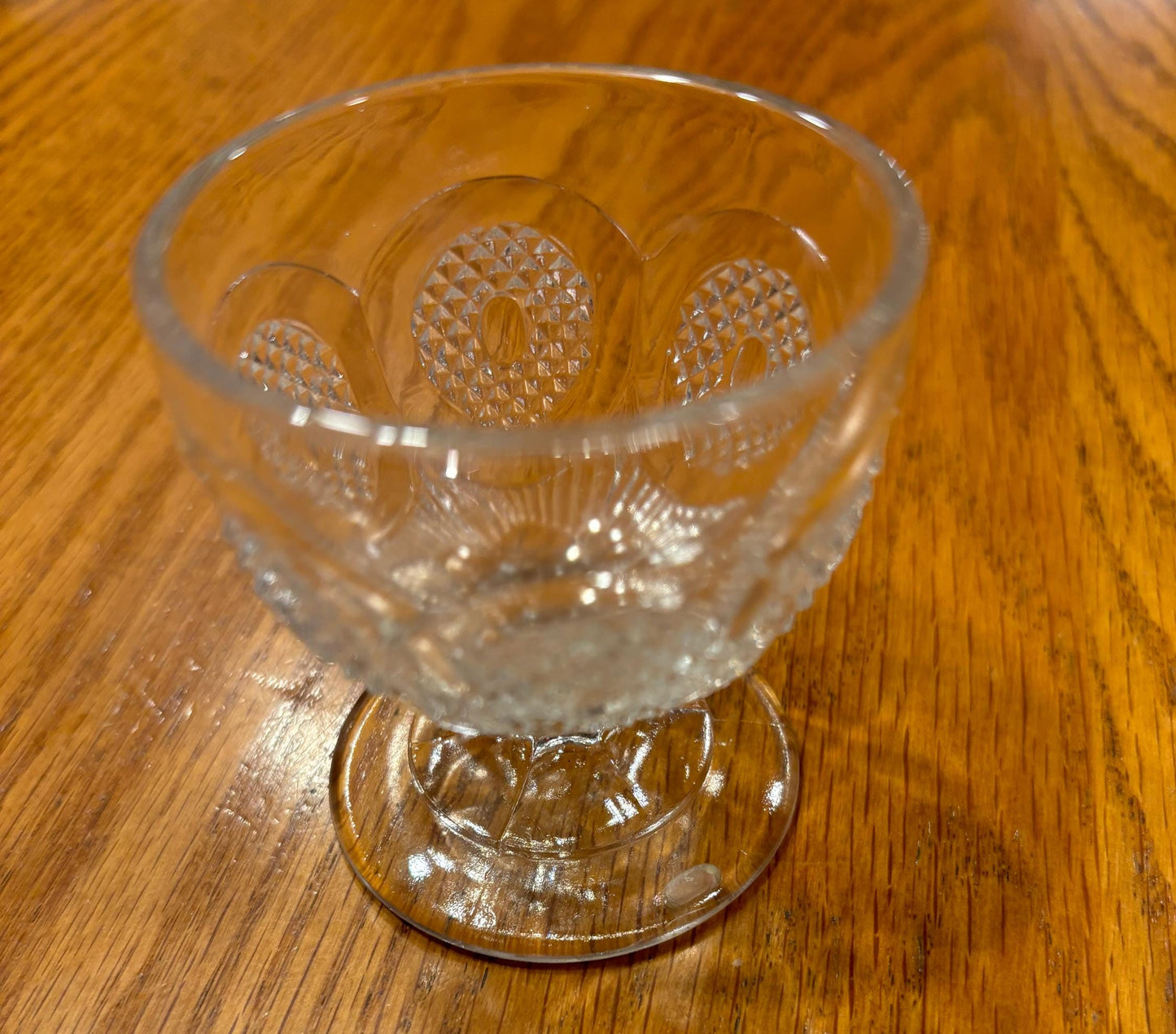 Vintage Gillinter Glass Cup or Mini Compote Dish with Buckle Open Design Lover Antiques and Vintage