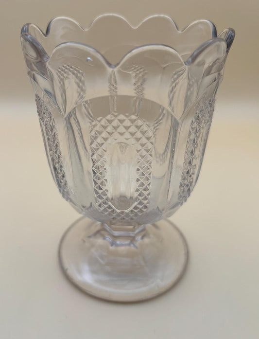 Antique Glass Footed Compote Glass Bowl EAPG Glass Footed Bowl Buckle Pattern Design Lover Antiques and Vintage