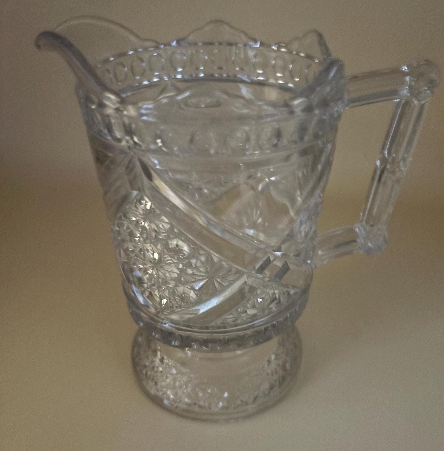 Antique Daisy and Crossbar Canadian Pressed Glass Pitcher Lover Antiques and Vintage