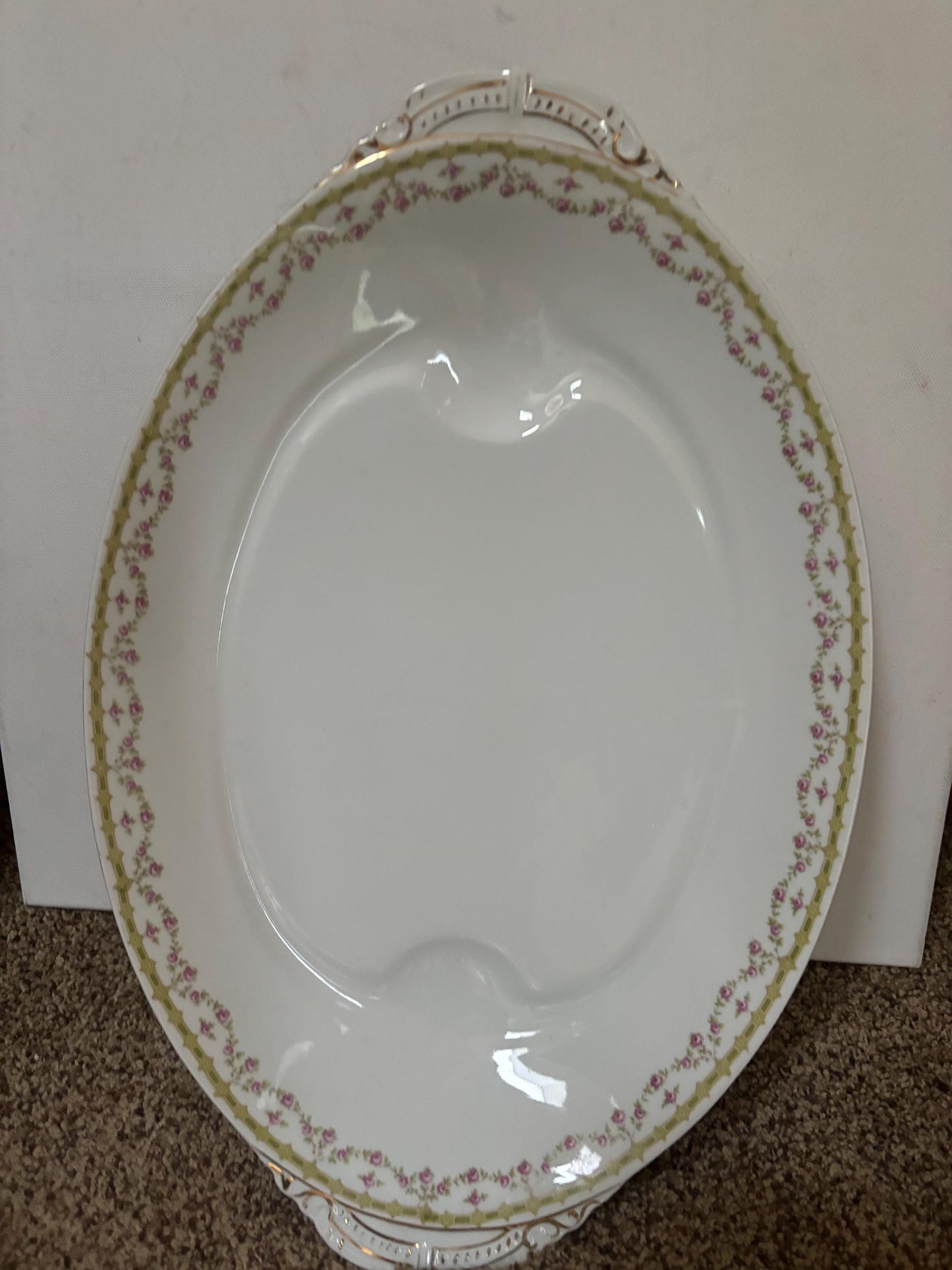 Vintage Large Austrian Floral Platter Plate with Pink Flowers Floral Design Austria Lover Antiques and Vintage