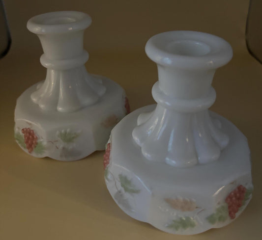 Vintage Westmoreland Grape Panel Set of Candle Holders Lover Antiques and Vintage