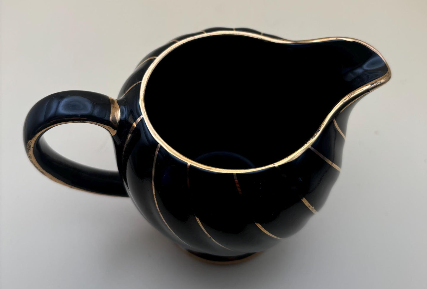 Vintage Sandler England Black and Gold Creamer Lover Antiques and Vintage