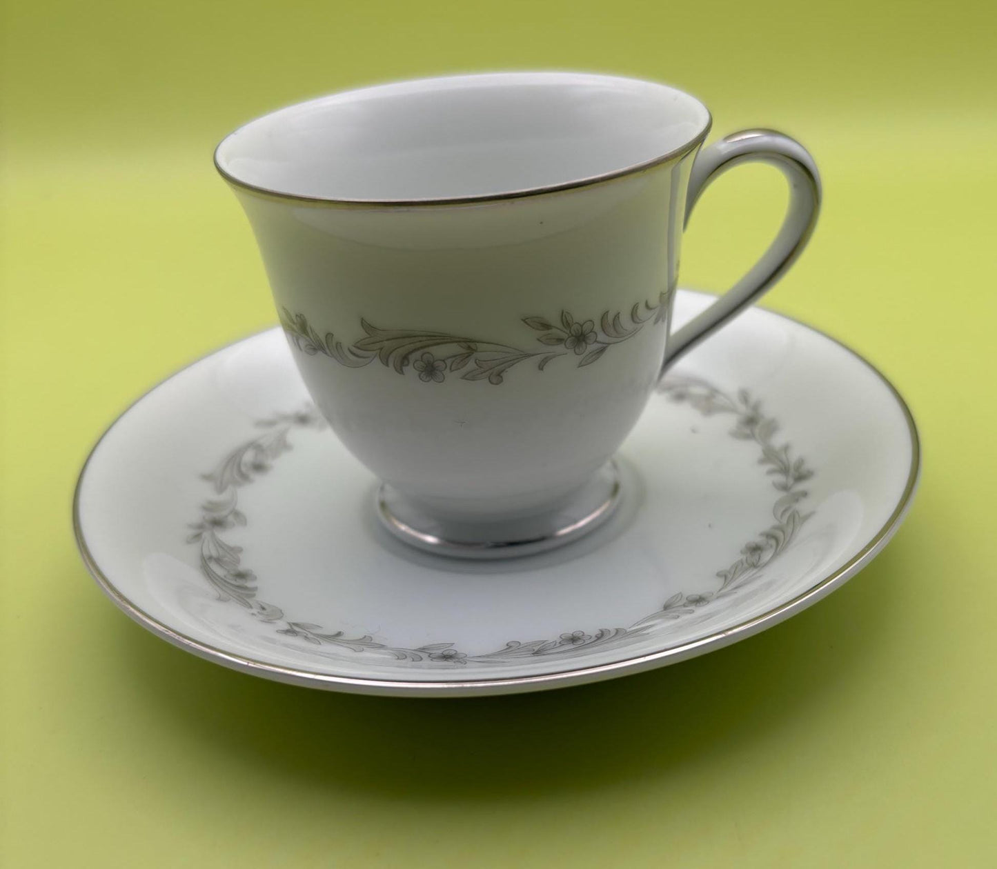 Vintage Noritake Gray & White Tea Cup and Saucer Set Made in Japan Lover Antiques and Vintage
