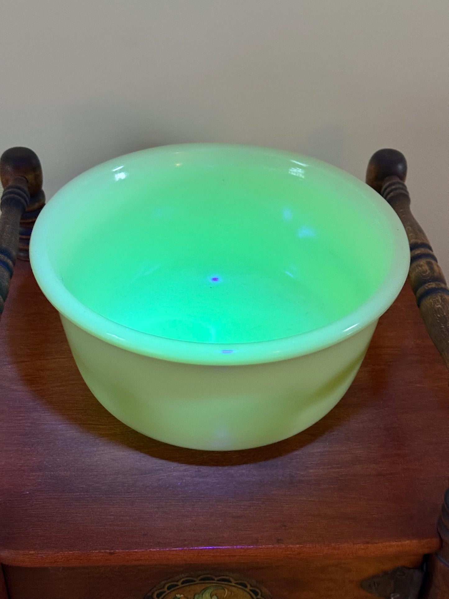 Vintage Uranium Glass Bowl Made by Hamilton Beach Large Glass Bowl That Glows! Lover Antiques and Vintage