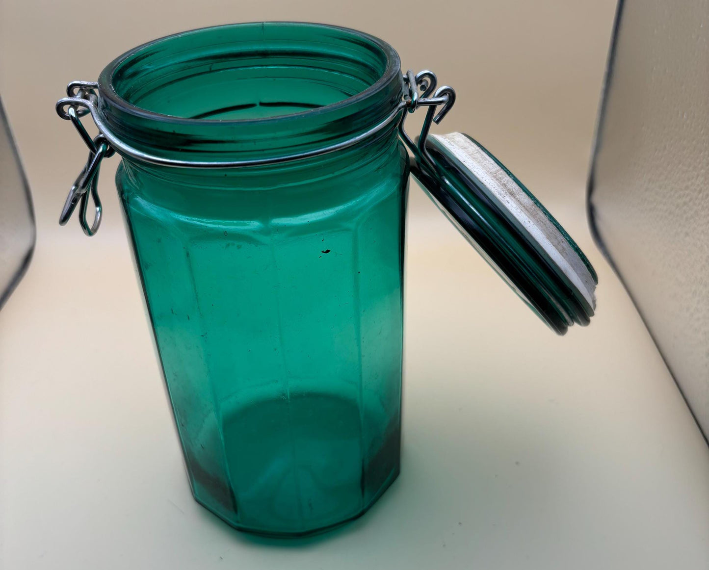 Antique Emerald Green Ideal Ball Glass Jar with Lid Container with Top Lover Antiques and Vintage