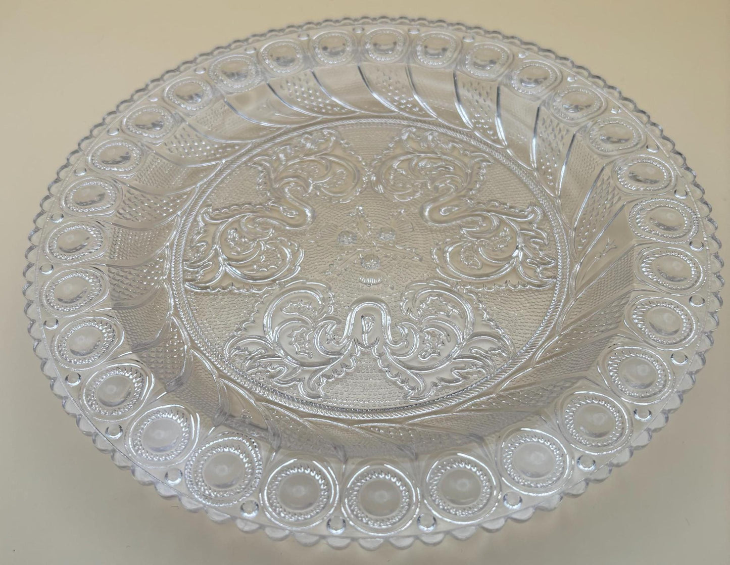 Vintage Crystal Glass Serving Platter Glass Serving Tray Scrolled Glass Lover Antiques and Vintage